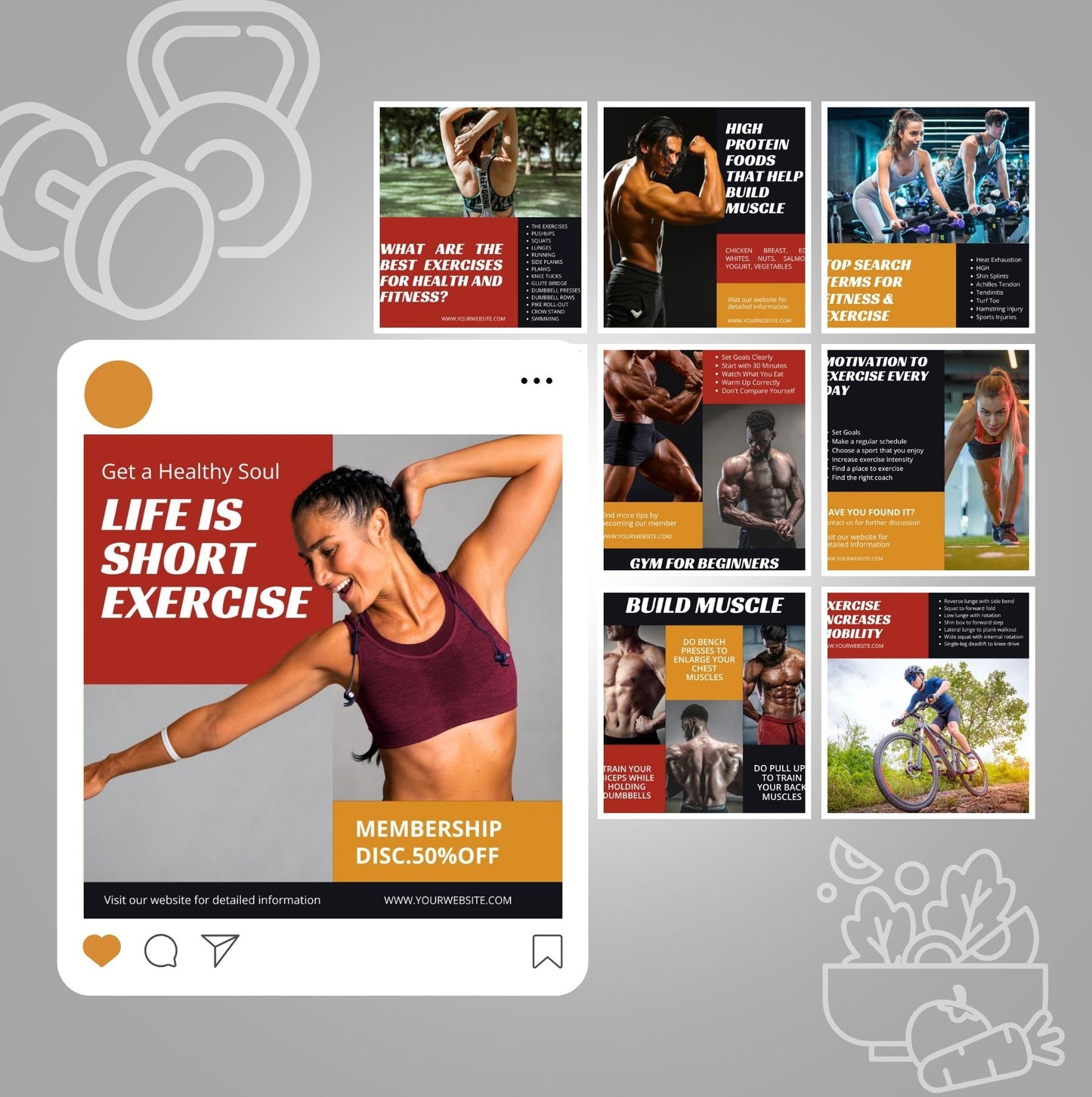 90+ Gym & Fitness Social Media Templates