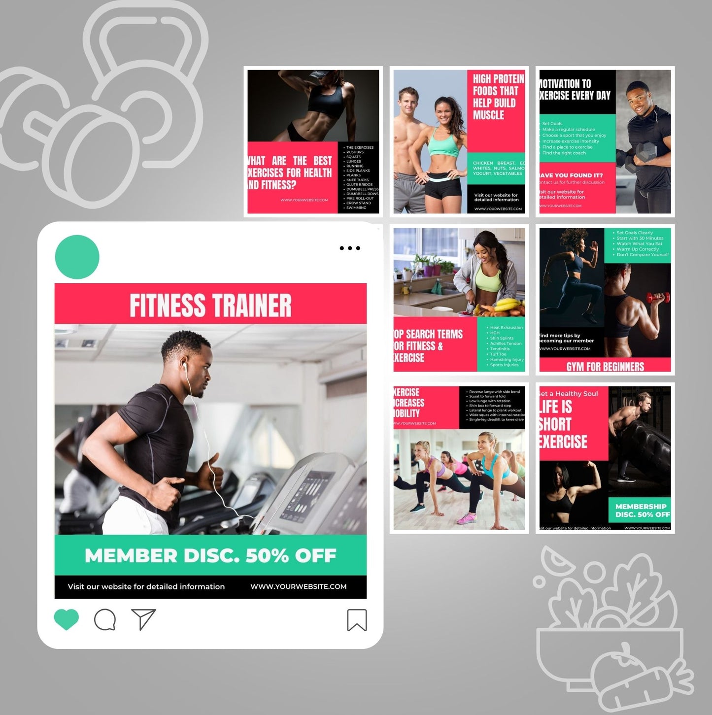 90+ Gym & Fitness Social Media Templates