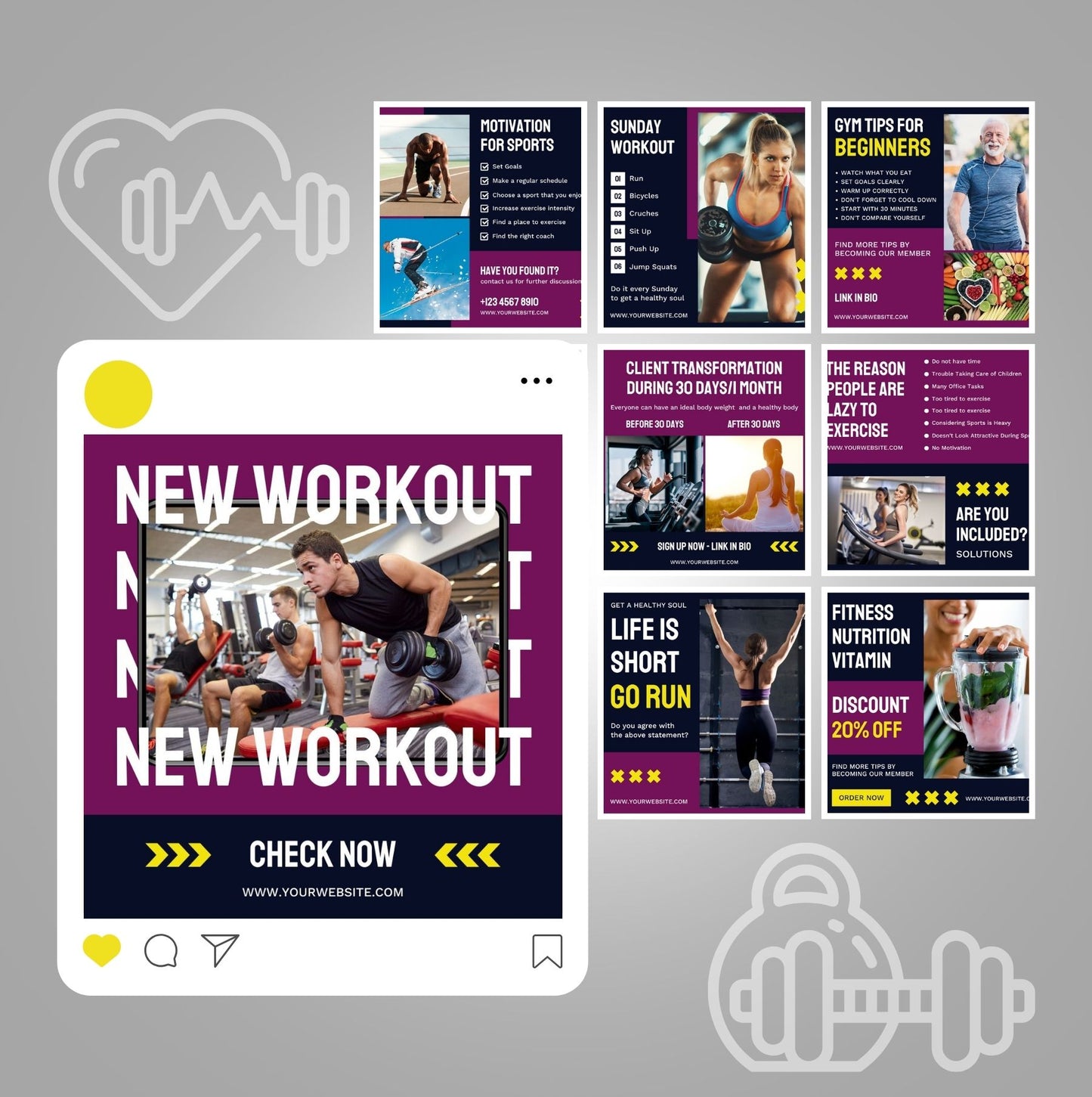 90+ Fitness Social Media Templates